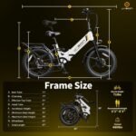Vélo électrique pliable pour adultes Jasion X-Hunter ST : pneus « Fat » de 20 pouces, autonomie jusqu'à 114 km (71 miles), moteur de 1400 W en crête, vitesse supérieure à 48 km/h (30 mph), suspension intégrale et double frein à disque hydraulique. – Image 7