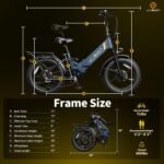 Vélo électrique pliable pour adultes Jasion X-Hunter ST : pneus « Fat » de 20 pouces, autonomie jusqu'à 114 km (71 miles), moteur de 1400 W en crête, vitesse supérieure à 48 km/h (30 mph), suspension intégrale et double frein à disque hydraulique. – Image 9