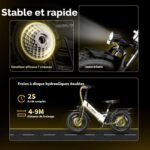 Vélo électrique pliable pour adultes Jasion X-Hunter ST : pneus « Fat » de 20 pouces, autonomie jusqu'à 114 km (71 miles), moteur de 1400 W en crête, vitesse supérieure à 48 km/h (30 mph), suspension intégrale et double frein à disque hydraulique. – Image 5
