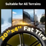 Vélo électrique pliable pour adultes Jasion X-Hunter ST : pneus « Fat » de 20 pouces, autonomie jusqu'à 114 km (71 miles), moteur de 1400 W en crête, vitesse supérieure à 48 km/h (30 mph), suspension intégrale et double frein à disque hydraulique. – Image 6
