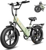 Vélo électrique pliable pour adultes Jasion X-Hunter ST : pneus « Fat » de 20 pouces, autonomie jusqu'à 114 km (71 miles), moteur de 1400 W en crête, vitesse supérieure à 48 km/h (30 mph), suspension intégrale et double frein à disque hydraulique.