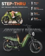 Vélo électrique TESWAY pour adultes – Double moteur 3600 W, batterie 52 V 60 Ah (autonomie jusqu'à 320 km), pneus « Fat » 20 pouces tout-terrain, suspension intégrale, freins hydrauliques. – Image 4